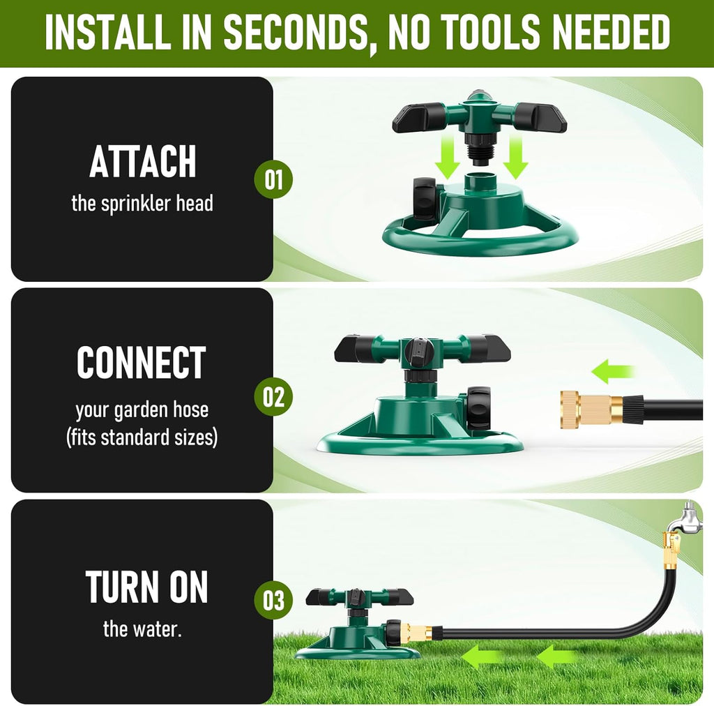 Arroseur De Jardin, Arroseur De Pelouse Automatique Rotatif À 360 Degrés, Système De Pulvérisation D'Herbe, Arroseur De Tuyau D'Arrosage Pour Cour
