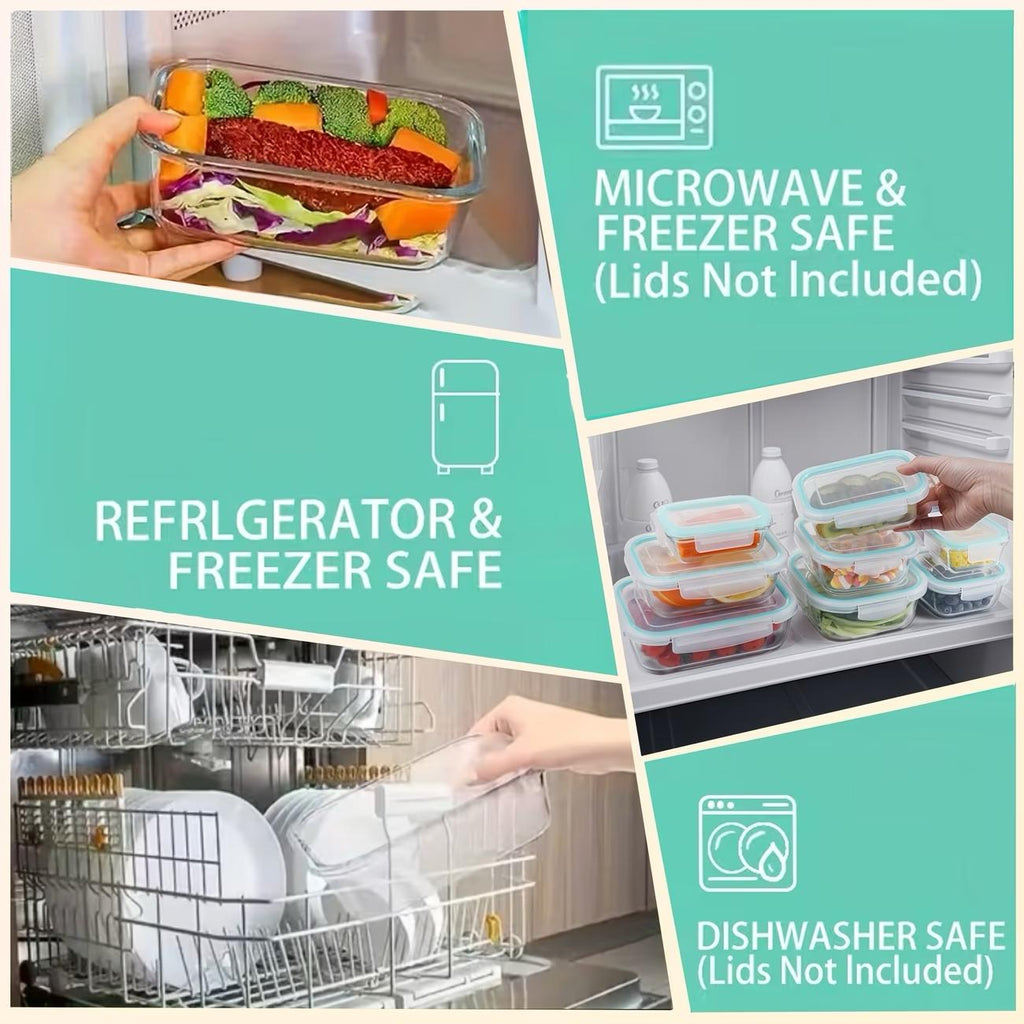 8 Pack Glass Food Storage Containers with Lids -Stackable Design for Kitchen Utensils Oven Microwave Freezer Dishwasher Kitchenware Lunch Compartment Airtight Meal Prep,Extra Large Storage,Summervibes Outdoorfun Reusable Kitchen Kitchen Utensils Summerwi