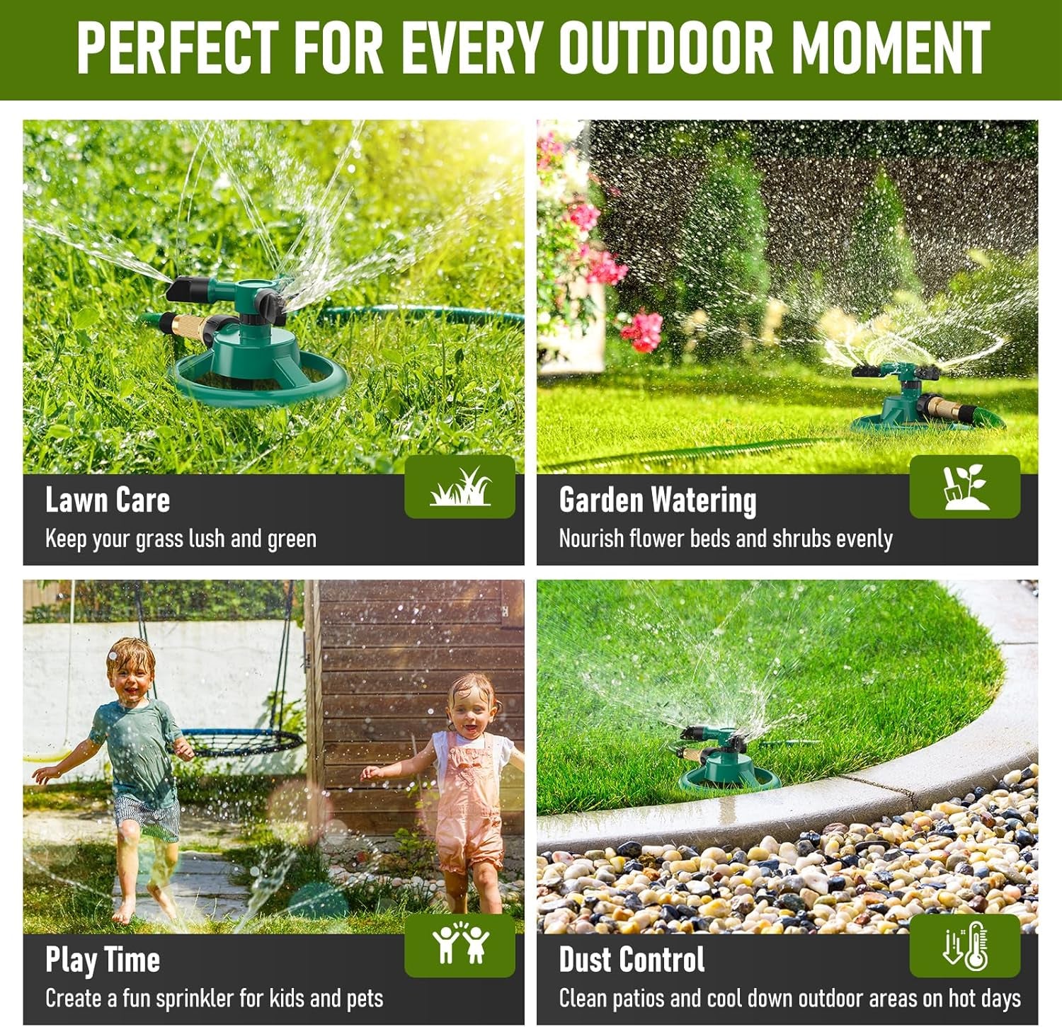 Arroseur De Jardin, Arroseur De Pelouse Automatique Rotatif À 360 Degrés, Système De Pulvérisation D'Herbe, Arroseur De Tuyau D'Arrosage Pour Cour